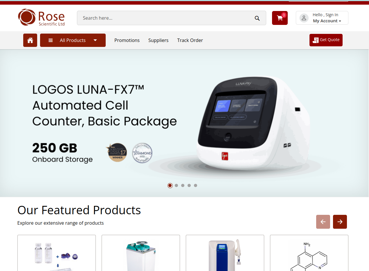 Rose Scientific store screenshot