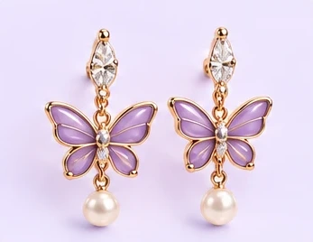 Lilac Butterfly Danglers